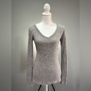 Gray Express V-Neck Lightweight Sweater Size S EUC